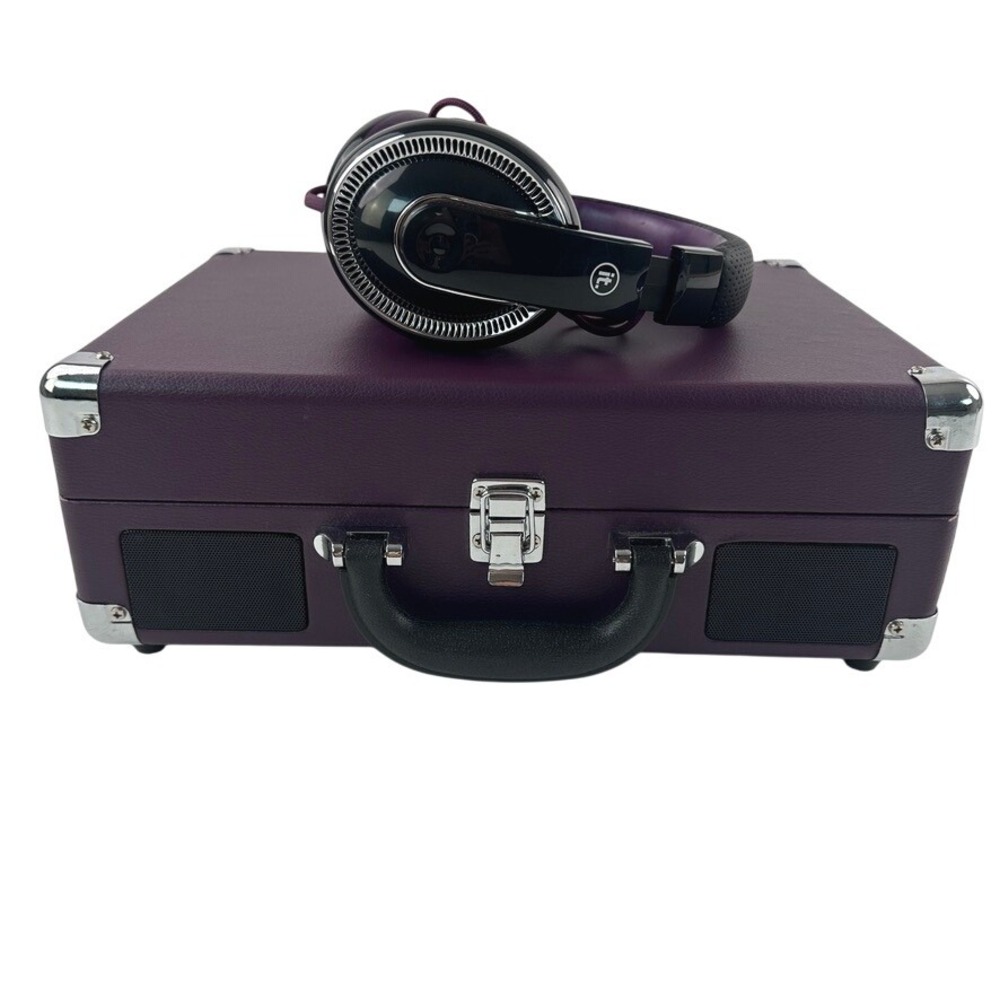 Innovative Technology Turntable Record Player‎ Purple Suitcase Headphones